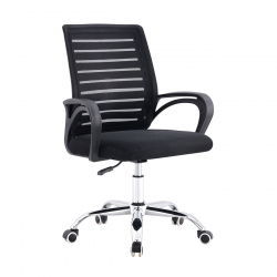 BF2140 Πολυθρόνα Γραφείου Μέταλλο Χρώμιο, Mesh Μαύρο  63x58x89/99cm