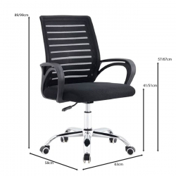 BF2140 Πολυθρόνα Γραφείου Μέταλλο Χρώμιο, Mesh Μαύρο  63x58x89/99cm