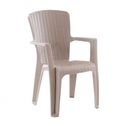 SIDE Πολυθρόνα Κήπου-Βεράντας Στοιβαζόμενη, (Rattan Look) PP-UV Απόχρωση Cappuccino  59x61x89cm