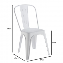 RELIX PP Καρέκλα Στοιβαζόμενη, PP Απόχρωση Άσπρο  47x47x86cm