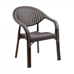 BAMBOO Pro Πολυθρόνα Κήπου - Βεράντας Στοιβαζόμενη, PP-UV (Rattan Look) Καφέ  63x61x81cm