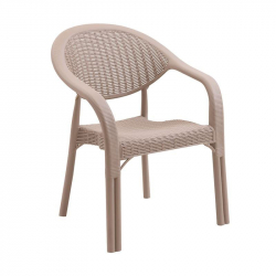 BAMBOO Pro Πολυθρόνα Κήπου - Βεράντας Στοιβαζόμενη, PP-UV (Rattan Look) Cappuccino  63x61x81cm