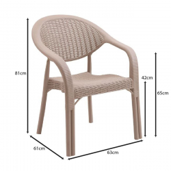 BAMBOO Pro Πολυθρόνα Κήπου - Βεράντας Στοιβαζόμενη, PP-UV (Rattan Look) Cappuccino  63x61x81cm