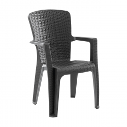 SIDE Πολυθρόνα Κήπου-Βεράντας Στοιβαζόμενη, (Rattan Look) PP-UV Απόχρωση Ανθρακί  59x61x89cm