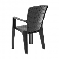 SIDE Πολυθρόνα Κήπου-Βεράντας Στοιβαζόμενη, (Rattan Look) PP-UV Απόχρωση Ανθρακί  59x61x89cm