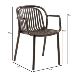 POCO Πολυθρόνα Κήπου-Βεράντας Στοιβαζόμενη, PP-UV Απόχρωση Καφέ  58x59x77cm