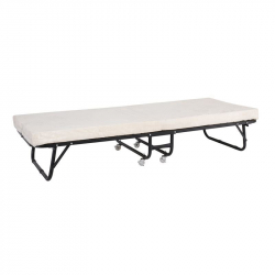 SPAN Κρεβάτι Πτυσσόμενο Βοηθητικό Μέταλλο Βαφή Μαύρο, Στρώμα 8cm foam  76x190x38cm - Mattress 8cm