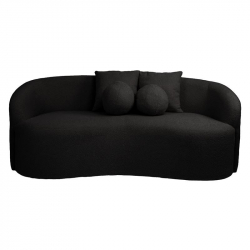 LYON Καναπές 2θ - Σαλονιού - Καθιστικού, Teddy Ύφασμα Μαύρο  178x82x68cm