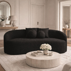LYON Καναπές 2θ - Σαλονιού - Καθιστικού, Teddy Ύφασμα Μαύρο  178x82x68cm