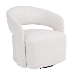 CUBA Πολυθρόνα Σαλονιού Περιστρεφόμενη, Teddy Ύφασμα Άσπρο  75x70x72cm