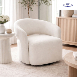 CUBA Πολυθρόνα Σαλονιού Περιστρεφόμενη, Teddy Ύφασμα Άσπρο  75x70x72cm
