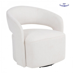 CUBA Πολυθρόνα Σαλονιού Περιστρεφόμενη, Teddy Ύφασμα Άσπρο  75x70x72cm