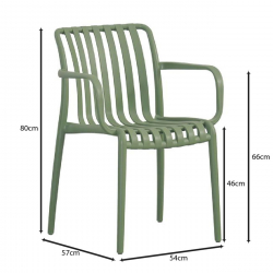 MODA-H Πολυθρόνα Στοιβαζόμενη, PP - UV Protection Απόχρωση Πράσινο  54x57x80cm