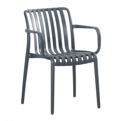 MODA-H Πολυθρόνα Στοιβαζόμενη, PP - UV Protection Απόχρωση Ανθρακί  54x57x80cm