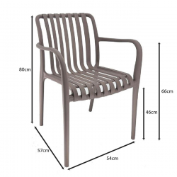 MODA-H Πολυθρόνα Στοιβαζόμενη, PP - UV Protection Απόχρωση Mocha  54x57x80cm