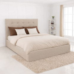 DOLCE Κρεβάτι Διπλό με Αποθηκευτικό Χώρο, για Στρώμα 160x200cm, Ύφασμα Μπεζ  172x219x120cm