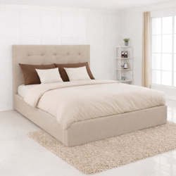 DOLCE Κρεβάτι Διπλό με Αποθηκευτικό Χώρο, για Στρώμα 160x200cm, Ύφασμα Μπεζ  172x219x120cm