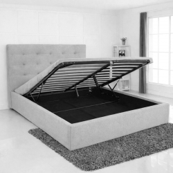 DOLCE Κρεβάτι Διπλό με Αποθηκευτικό Χώρο, για Στρώμα 160x200cm, Ύφασμα Γκρι  172x219x120cm