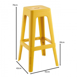 RELIX PP Σκαμπό BAR Στοιβαζόμενο, PP Απόχρωση Κροκί  42x42x76cm