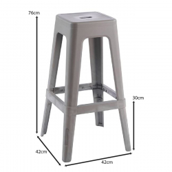 RELIX PP Σκαμπό BAR Στοιβαζόμενο, PP Απόχρωση Sand Beige  42x42x76cm