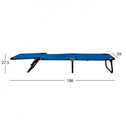 HM5278 ΞΑΠΛΩΣΤΡΑ ΜΕΤΑΛΛΙΚΗ ΜΑΥΡΗ ΜΕ ΜΠΛΕ ΥΦΑΣΜΑ 186x59x27,5