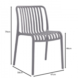 MODA-H Καρέκλα Στοιβαζόμενη, PP - UV Protection, Απόχρωση Ανθρακί  52x57x80cm