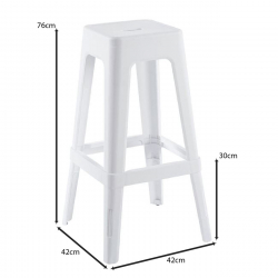 RELIX PP Σκαμπό BAR Στοιβαζόμενο, PP Απόχρωση Άσπρο  42x42x76cm