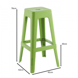 RELIX PP Σκαμπό BAR Στοιβαζόμενο, PP Απόχρωση Lime  42x42x76cm