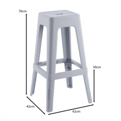 RELIX PP Σκαμπό BAR Στοιβαζόμενο, PP Απόχρωση Γκρι  42x42x76cm