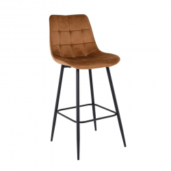 MYRIAM Σκαμπό BAR, Μέταλλο Βαφή Μαύρο, Ύφασμα Velure Camel  48x56x73/107cm