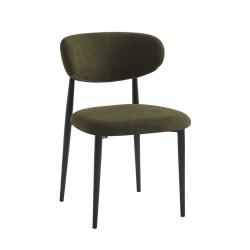 POINT Καρέκλα Τραπεζαρίας Μέταλλο Βαφή Μαύρο, Teddy Ύφασμα Olive Green  49x54x81cm