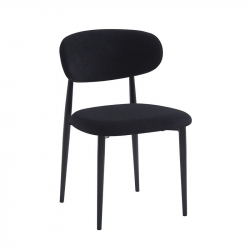 POINT Καρέκλα Τραπεζαρίας Μέταλλο Βαφή Μαύρο, Teddy Ύφασμα Μαύρο  49x54x81cm