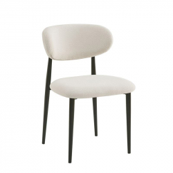 POINT Καρέκλα Τραπεζαρίας Μέταλλο Βαφή Μαύρο, Teddy Ύφασμα Άσπρο  49x54x81cm