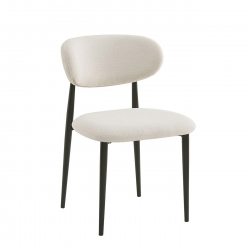 POINT Καρέκλα Τραπεζαρίας Μέταλλο Βαφή Μαύρο, Teddy Ύφασμα Άσπρο  49x54x81cm