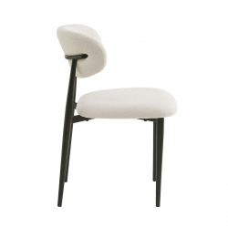 POINT Καρέκλα Τραπεζαρίας Μέταλλο Βαφή Μαύρο, Teddy Ύφασμα Άσπρο  49x54x81cm