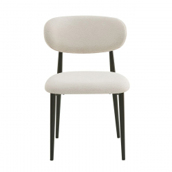 POINT Καρέκλα Τραπεζαρίας Μέταλλο Βαφή Μαύρο, Teddy Ύφασμα Άσπρο  49x54x81cm