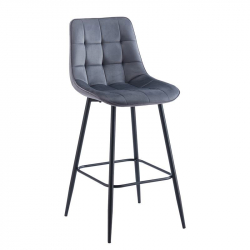 MYRIAM Σκαμπό BAR, Μέταλλο Βαφή Μαύρο, Ύφασμα Velure Σκούρο Γκρι  48x56x73/107cm