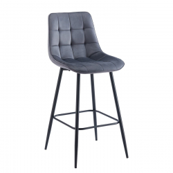 MYRIAM Σκαμπό BAR, Μέταλλο Βαφή Μαύρο, Ύφασμα Velure Σκούρο Γκρι  48x56x73/107cm