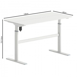 LEVEL Γραφείο Η/Υ Ηλεκτρικό Ρυθμιζόμενο, Πολλαπλών επιλογών ύψους, Άσπρο  120x60x72/115cm