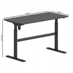 LEVEL Γραφείο Η/Υ Ηλεκτρικό Ρυθμιζόμενο, Πολλαπλών επιλογών ύψους, Μαύρο  120x60x72/115cm
