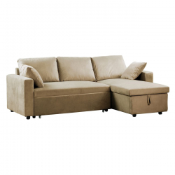 MONTREAL Καναπές Κρεβάτι Γωνία Αναστρέψιμη με Αποθηκευτικό Χώρο, Velure Μπεζ  223x146x80x83cm Bed:118x194x46