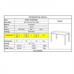 ART Wood Kid Τραπέζι Άσπρο MDF  60x60x49cm