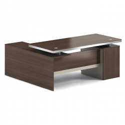 CONCEPT Γραφείο Αναστρέψιμη Γωνία, Απόχρωση Καρυδί - Μπεζ  200x80/160x40 (H.75/62)cm