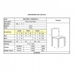 RELIX Καρέκλα Στοιβαζόμενη, Μέταλλο Βαφή Άσπρο  44x49x84cm