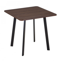 BARI Τραπέζι Κουζίνας- Εστιατορίου, Μέταλλο Βαφή Μαύρο, Επιφ.Απόχρωση Καρυδί  80x80x75cm