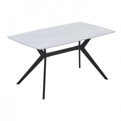 GALI Τραπέζι Τραπεζαρίας- Κουζίνας, Μέταλλο Βαφή Μαύρο, Sintered Stone White Marble  140x80x75cm