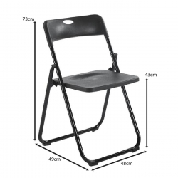 WENDY Καρέκλα Πτυσσόμενη, Μέταλλο Βαφή Μαύρο, PP Απόχρωση Μαύρο  48x49x73cm
