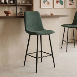 Σκαμπό μπαρ Grato pakoworld ύφασμα κυπαρισσί-πόδι μαύρο μεταλλικό 43.5x55x114εκ