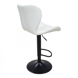 Σκαμπό μπαρ Coozy pakoworld πτυσσόμενο μεταλλικό μαύρο ματ με pu σε λευκή απόχρωση 46x47x90-112εκ