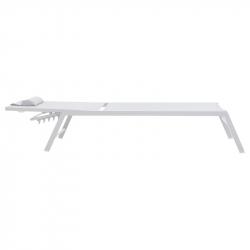 Ξαπλώστρα Kiara pakoworld αλουμίνιο λευκό-textilene μπεζ